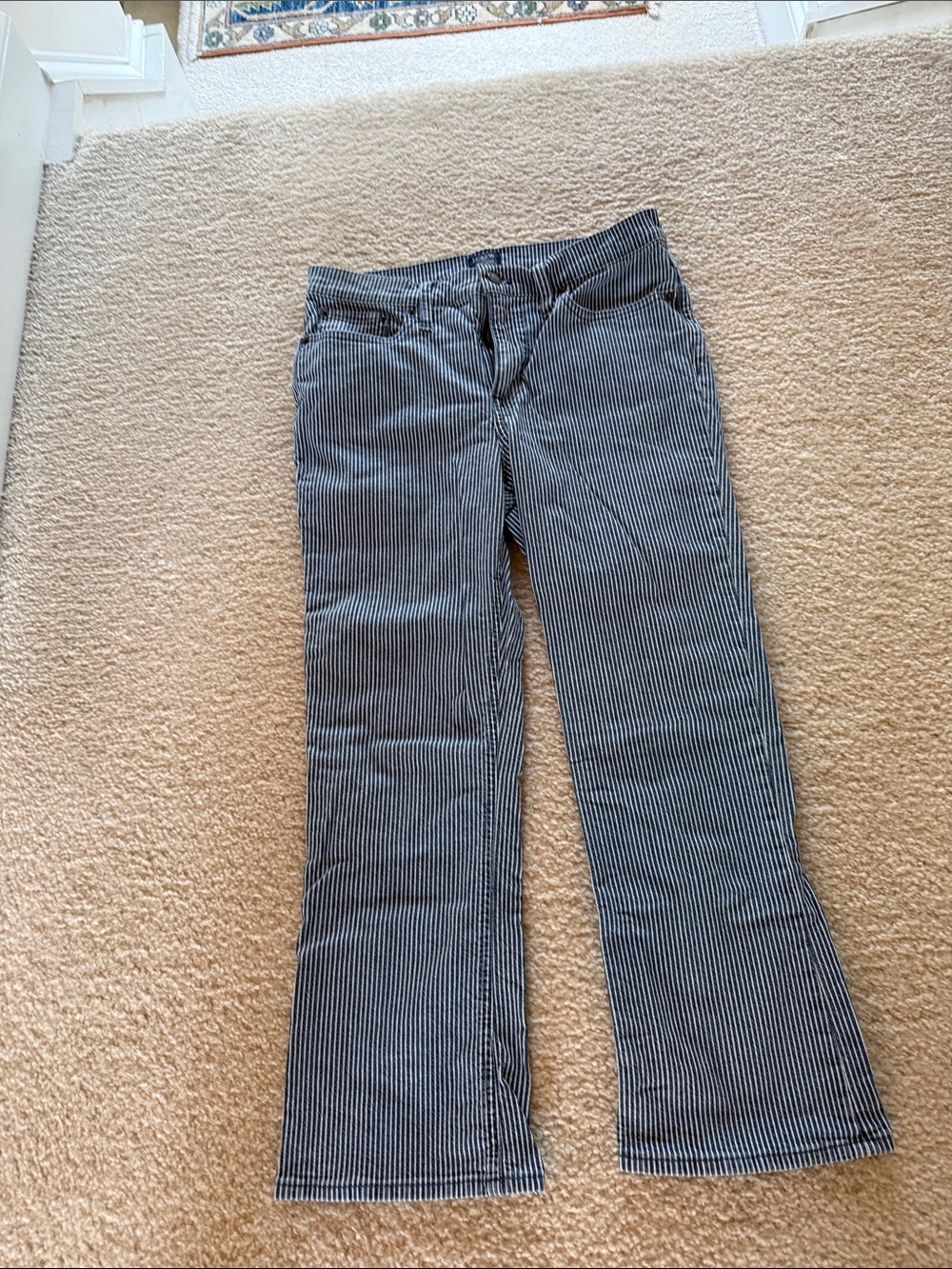 J. Crew Black and White Pinstripe Cropped Jeans